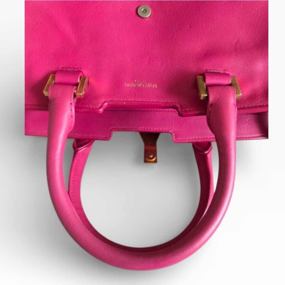 SOLD Auth Yves Saint Laurent Cabas Cynch Small Fuchsia Tote Y Bag pink leather - Picture 9 of 14